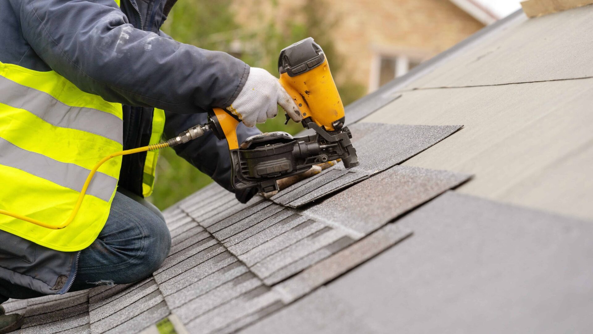 Shingles being put on a new roof.